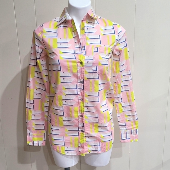 J. Crew Tops - J Crew Bright Pastel Button Down Shirt  Women's Sz XXS- NWT